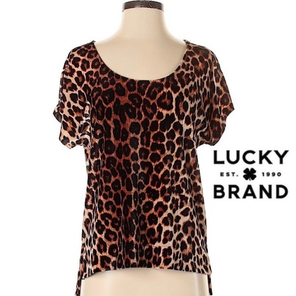 Lucky Brand Tops - Lucky Brand Leopard Print Velvet Velour Tee Large